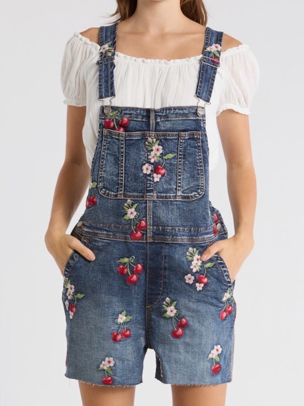 DRIFTWOOD Blue Denim “Cherry on Top”Embroidered Women’s short-all